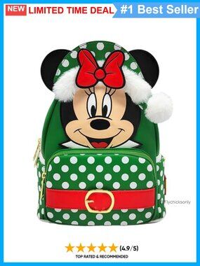 Faux Leather Disney Minnie Mouse Elf Polka Dot Double Strap Shoulder Bag